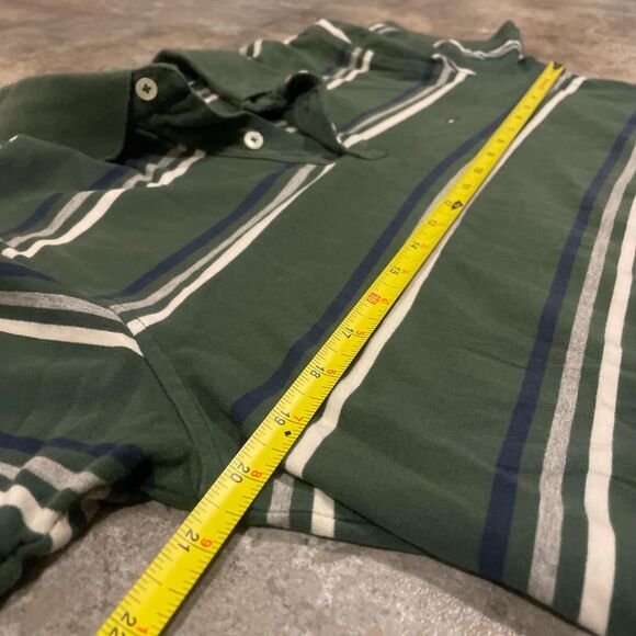tommy hilfiger green and white striped polo shirt size medium - Picture 3 of 6